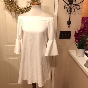 ASOS White Off-Shoulder Midi Dress